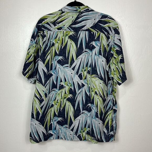 Tommy Bahama Perfect Palmday Camp Linen Shirt In Ocean Deep Size L - Picture 5 of 9
